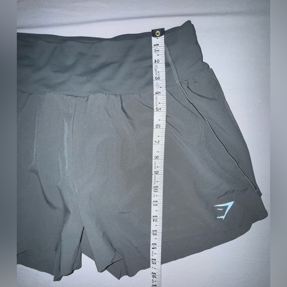 Gymshark Speed Shorts Charcoal Grey Built-in Knicker Adjustable Elastic Size M - Picture 12 of 13